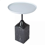 Кофейный столик с круглой столешницей и мраморным основанием Steel Reliability варинант исполнения - 2 | Loft Concept в Липецке