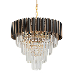 Люстра из черного металла с многоярусными подвесками из прозрачного хрусталя на золотой цепи Empire Black Chandelier Crystal варинант исполнения - 1 | Loft Concept в Липецке