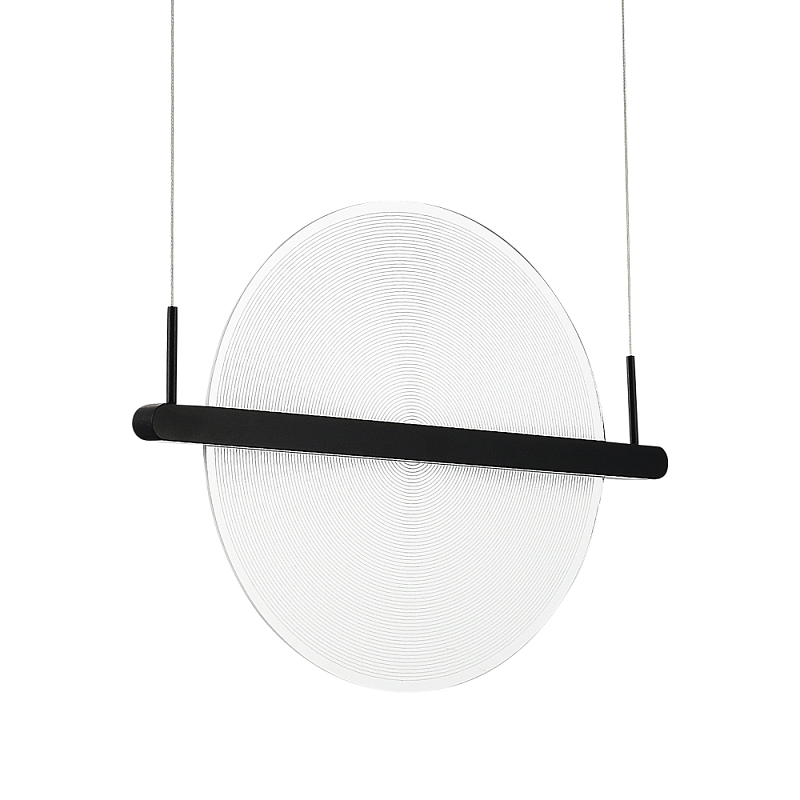 Светодиодный подвесной светильник круглой формы с металлическим черным каркасом Marble Glow Прозрачный Черный в Липецке | Loft Concept 