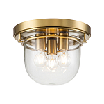 Потолочный светильник для ванных комнат с круглым стеклянным плафоном и тремя лампами Quoizel варинант исполнения - 1 | Loft Concept в Липецке