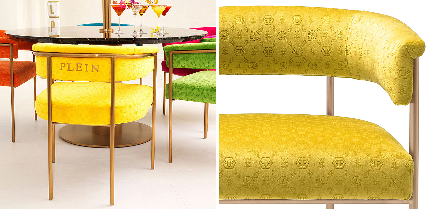 Стул Philipp Plein Dining Chair Monogram Жёлтый Стул Philipp Plein Dining Chair Monogram Жёлтый - Loft-Concept в Липецке