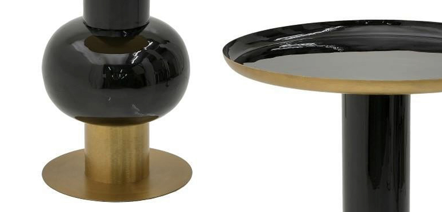 Круглый металлический приставной стол Calem Side Table Gold Black Круглый металлический приставной стол Calem Side Table Gold Black - Loft-Concept в Липецке