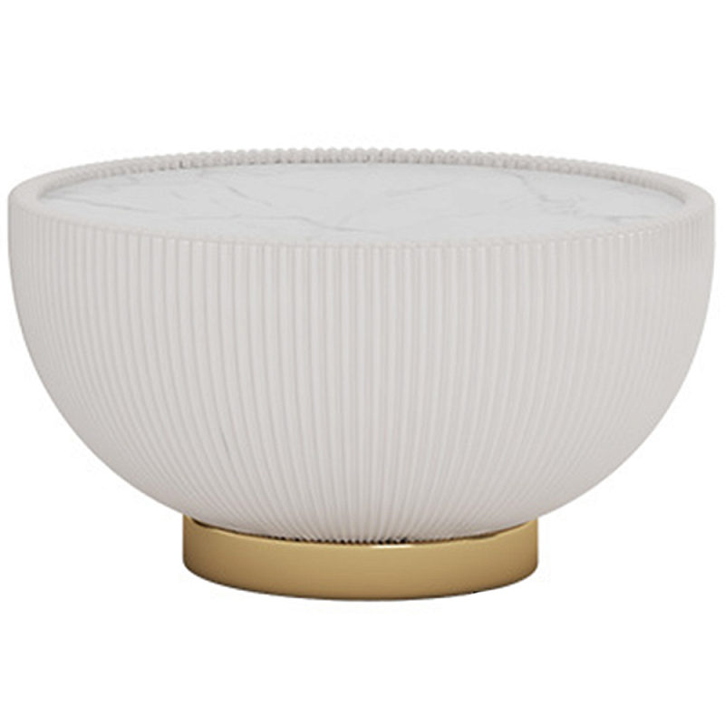 Круглый кофейный стол Ruelly White Coffee Table Белый Белый Мрамор Bianco Латунь Круглый кофейный стол Ruelly White Coffee Table Белый Белый Мрамор Bianco Латунь в Липецке | Loft Concept