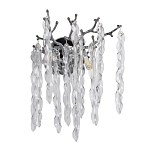 Бра цвета хром с ветвями и прозрачными стеклянными подвесками в виде вытянутых спиральных капель Droplet Chandelier варинант исполнения - 1 | Loft Concept в Липецке