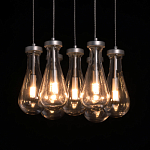 Люстра с 7-ю прозрачными плафонами из стекла в форме капли на круглом потолочном основании цвета хром Lucid Rain  варинант исполнения - 5 | Loft Concept в Липецке