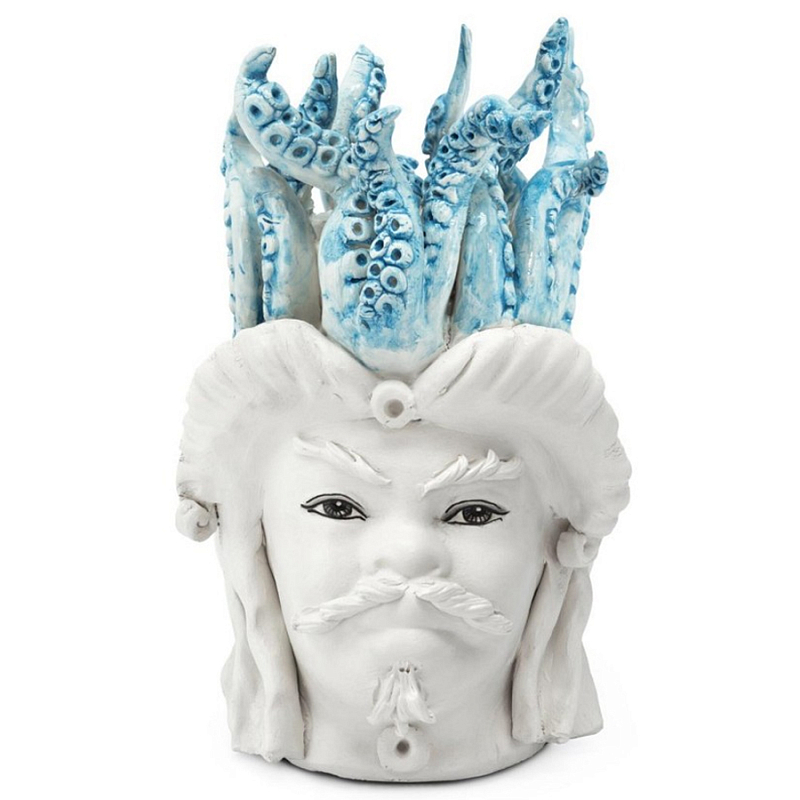 Ваза Vase Moro Man Small Tentacles Azure Белый Светло-голубой Ваза Vase Moro Man Small Tentacles Azure Белый Светло-голубой в Липецке | Loft Concept