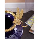 Ваза темно-синего цвета из фарфора с бронзовыми стрекозами Eden Garden porcelain and bronze варинант исполнения - 5 | Loft Concept в Липецке