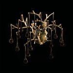 Бра в форме ветвей деревьев золотого цвета с прозрачными подвесками-каплями Droplet Bra варинант исполнения - 4 | Loft Concept в Липецке