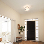 Потолочный светильник с двойным цилиндрическим плафоном из белого стекла и прозрачной органзы Kichler варинант исполнения - 11 | Loft Concept в Липецке