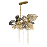 Люстра подвесная с 18-ю стеклянными плафонами с вертикальными подвесками Gilded Mirage  варинант исполнения - 5 | Loft Concept в Липецке