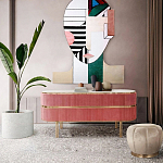 Дизайнерский комод овальный с розовой бархатной обивкой Edith варинант исполнения - 4 | Loft Concept в Липецке