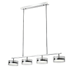 Люстра светодиодная с 4-мя круглыми прозрачными плафонами цилиндрической формы из акрила и стекла с пультом для регулировки света Glass Lamp Chromium варинант исполнения - 1 | Loft Concept в Липецке