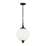 Подвесной светильник с белым стеклянным плафоном в форме шара на цепи Feiss варинант исполнения - 2 | Loft Concept в Липецке