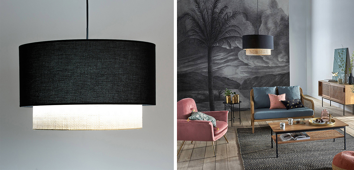 Подвесной светильник Ottar Wicker Black lampshade Подвесной светильник Ottar Wicker Black lampshade - Loft-Concept в Липецке