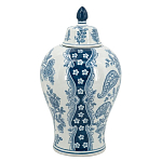 Ваза с крышкой и голубым цветочным рисунком 37 см Blue & White Ornament варинант исполнения - 2 | Loft Concept в Липецке