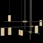 Люстра с 9-ю цилиндрическими плафонами цвета латунь TRIBES CHANDELIER варинант исполнения - 3 | Loft Concept в Липецке