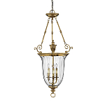 Подвесной светильник латунный с рифленым прозрачным плафоном и тремя свечеподобными лампами в классическом стиле Hinkley варинант исполнения - 1 | Loft Concept в Липецке