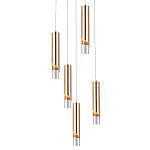 Подвесной светильник Metal Acrylic Tube Five Gold Hanging Lamp варинант исполнения - 1 | Loft Concept в Липецке