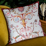 Декоративная подушка бежевая с растительным орнаментом Raffael Floral Beige Red Cushion варинант исполнения - 3 | Loft Concept в Липецке