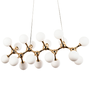 Линейная люстра с плафонами из стеклянных шаров Pearls Suspension Linear Gold Chandelier
