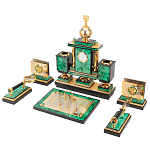 Настольный письменный набор из малахита и долерита с декором в виде герба России Leader Organizer варинант исполнения - 2 | Loft Concept в Липецке