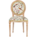 Стул из массива бука бежевый с изображением птиц и цветов Beige Green Chinoiserie Peach Garden Chair варинант исполнения - 1 | Loft Concept в Липецке