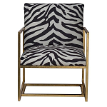Кресло с металлическим золотистым каркасом и мягкой обивкой с чёрно-белым принтом зебры Wild animals варинант исполнения - 1 | Loft Concept в Липецке
