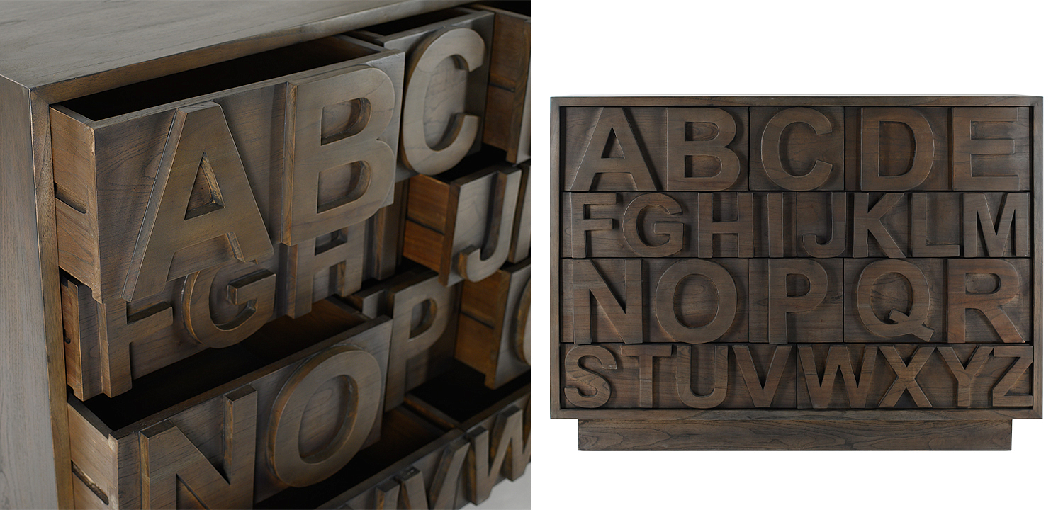 Комод в стиле лофт с английским алфавитом English Alphabet Chest of Drawers Комод в стиле лофт с английским алфавитом English Alphabet Chest of Drawers - Loft-Concept в Липецке
