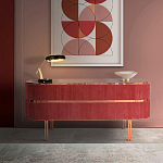 Дизайнерский комод овальный с розовой бархатной обивкой Edith варинант исполнения - 2 | Loft Concept в Липецке