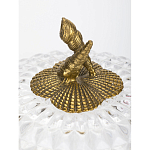 Конфетница прозрачная стеклянная на бронзовых ножках в виде морских коньков с крышкой в виде ракушки Eden Garden варинант исполнения - 2 | Loft Concept в Липецке