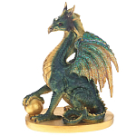 Декоративная статуэтка Дракон Dragon Holding Sphere Green Gold Statuette варинант исполнения - 1 | Loft Concept в Липецке