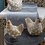 Статуэтка курица с белым цветочным узором и металлическими ножками Rustic Chicken варинант исполнения - 4 | Loft Concept в Липецке