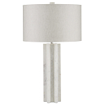 Настольная лампа мраморная с тканевым цилиндрическим абажуром Sharpened варинант исполнения - 4 | Loft Concept в Липецке