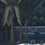 Обои ручная роспись Phuljhari Original colourway on Empire Blue dyed silk варинант исполнения - 3 | Loft Concept в Липецке