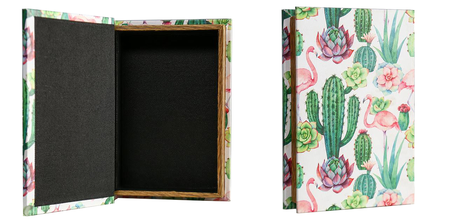 Шкатулка-книга Flamingos and Cacti Mirror Book Box Шкатулка-книга Flamingos and Cacti Mirror Book Box - Loft-Concept в Липецке