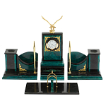 Настольный письменный набор из змеевика тёмно-зелёного цвета с декором в виде орла Successful Leader варинант исполнения - 1 | Loft Concept в Липецке