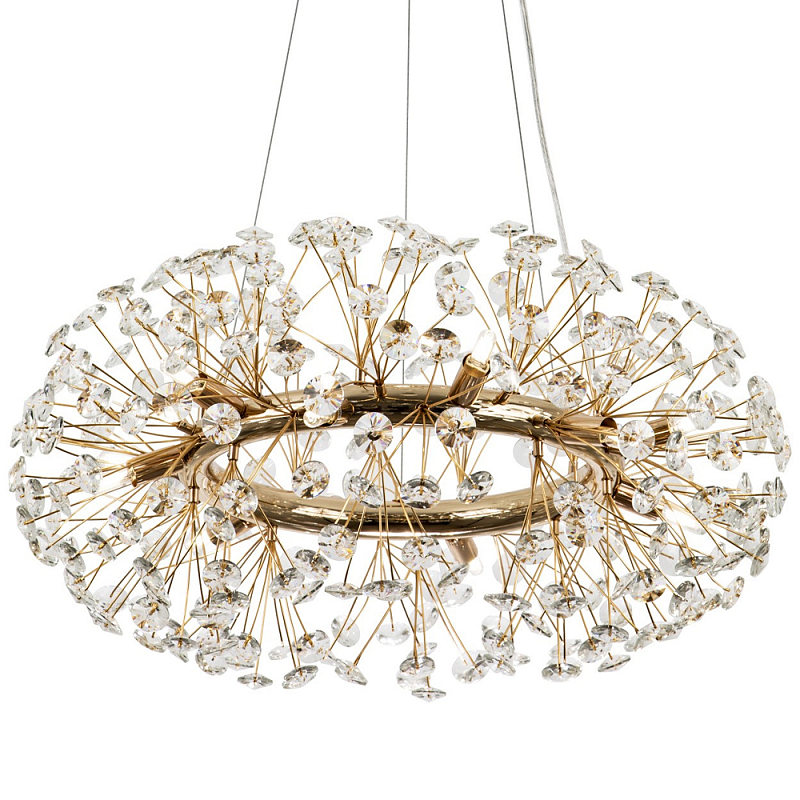 Круглая подвесная люстра Crystal Dandelions Chandelier Глянцевое золото Прозрачный Круглая подвесная люстра Crystal Dandelions Chandelier Глянцевое золото Прозрачный в Липецке | Loft Concept