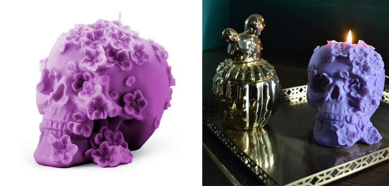 Свеча Purple Flowers Skull Свеча Purple Flowers Skull - Loft-Concept в Липецке