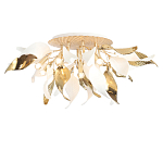 Люстра потолочная с декоративными белыми и золотистыми листьями Wintery flovers варинант исполнения - 1 | Loft Concept в Липецке