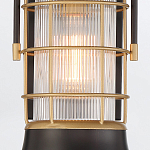 Настенный фонарь цилиндрической формы с рифленым стеклом в золотом каркасе на черном прямоугольном основании Eurofase варинант исполнения - 15 | Loft Concept в Липецке