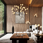 Люстра подвесная черного цвета с ветвями и белыми фарфоровыми цветами Floralis варинант исполнения - 3 | Loft Concept в Липецке