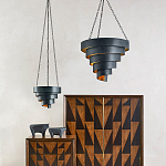 Подвесной светильник в форме спирали черный с золотой внутренней отделкой Warm Glow варинант исполнения - 3 | Loft Concept в Липецке