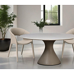 Стол обеденный круглый мраморный на бежевом основании Valedmir варинант исполнения - 6 | Loft Concept в Липецке