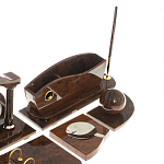 Настольный письменный набор с часами из природного камня обсидиана Competent Leader варинант исполнения - 5 | Loft Concept в Липецке