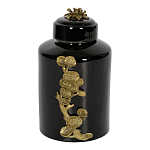 Банка с крышкой из фарфора с бронзовым цветочным элементом Eden Garden варинант исполнения - 1 | Loft Concept в Липецке