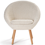 Кресло на деревянных ножках с обивкой из ткани букле Aldo Boucle Armchair варинант исполнения - 2 | Loft Concept в Липецке