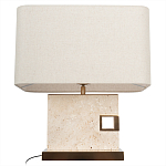 Настольная лампа с прямоугольным основанием из натурального камня c тканевым абажуром Lapis Tiburtinus варинант исполнения - 3 | Loft Concept в Липецке