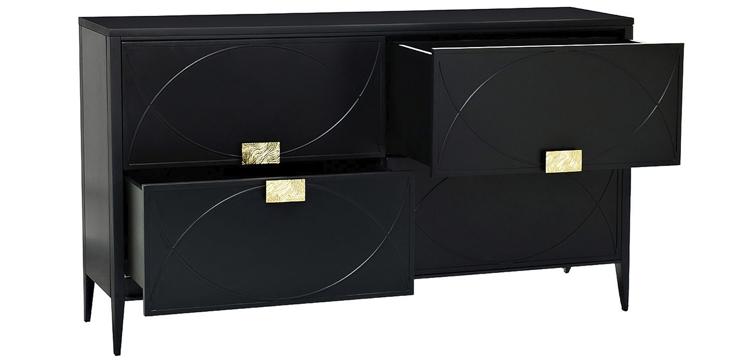 Комод с 4-мя ящиками Amelie Black Chest of Drawers Черный Комод с 4-мя ящиками Amelie Black Chest of Drawers Черный - Loft-Concept в Липецке