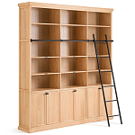 Книжный шкаф из массива сосны с металлической лестницей Burton Wood Cabinet варинант исполнения - 4 | Loft Concept в Липецке
