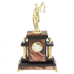 Часы настольные бронзовые из натурального камня Яшма с декором в виде Фемиды Themis Stone Clock варинант исполнения - 1 | Loft Concept в Липецке